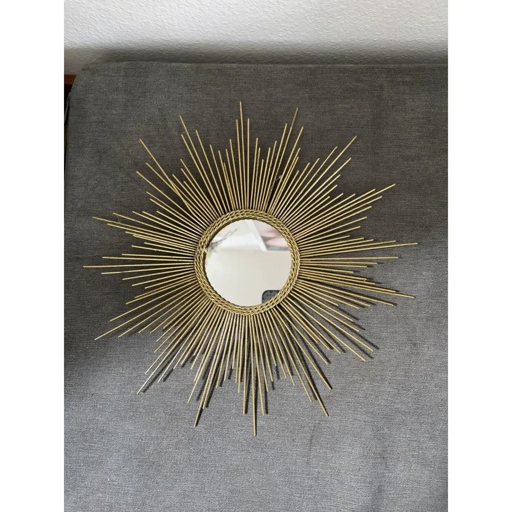 PIER 1 Petite Gold Burst SUNBURST STARBURST MIRROR WALL ART / 15